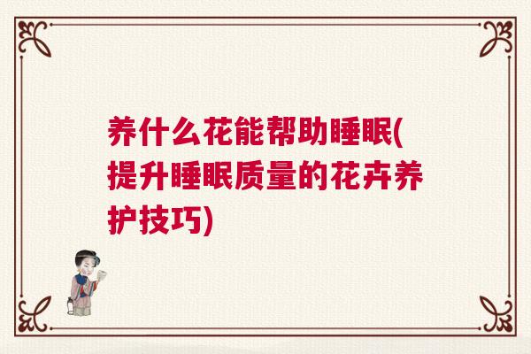 养什么花能帮助睡眠(提升睡眠质量的花卉养护技巧)