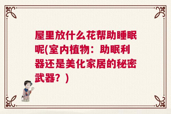 屋里放什么花帮助睡眠呢(室内植物：助眠利器还是美化家居的秘密武器？)